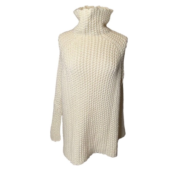 Anthropologie Cape Poncho Sweater Cream One Size Cowl Neck Cozy - Picture 1 of 7